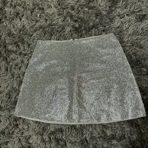 Silver rhinestone mini skirt